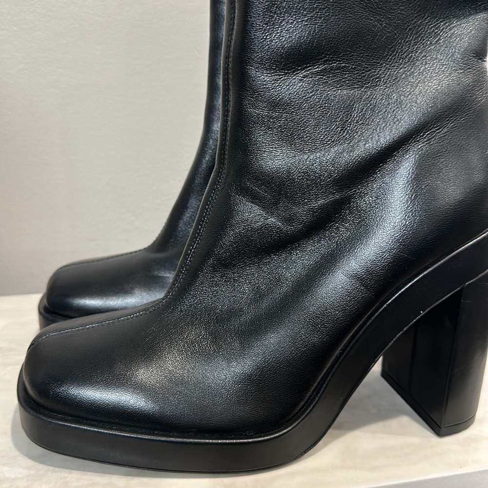 Zara Platform Specification Leather High Heel Ankle Boots Size 41 US 10 - Picture 7 of 13